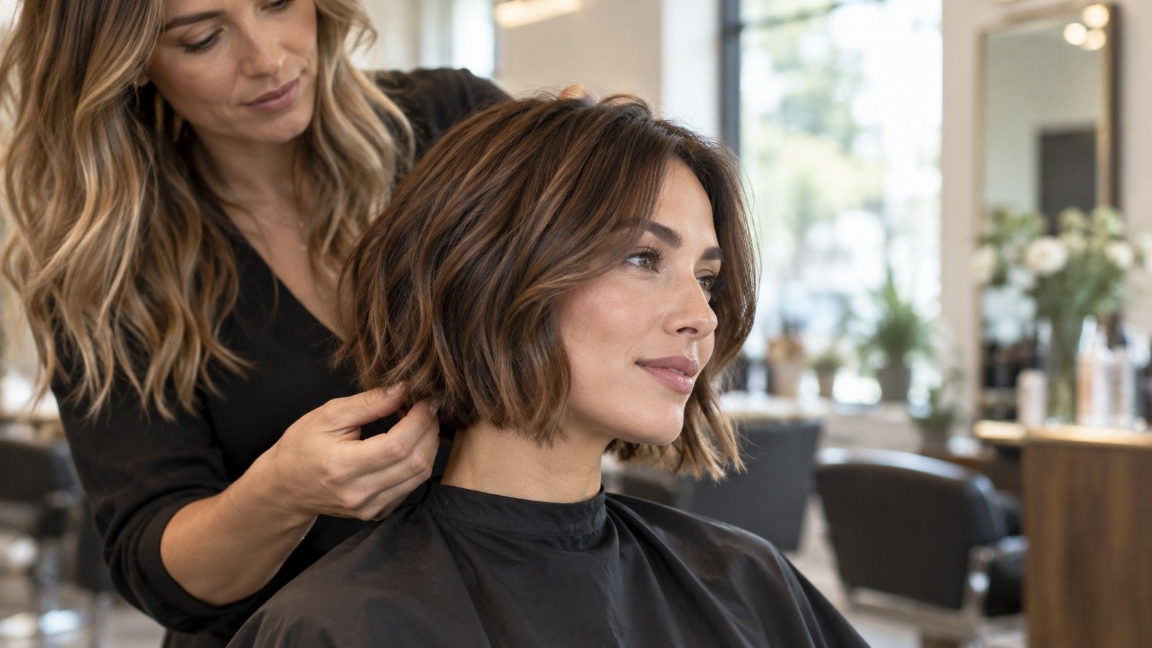 Modern bob haircut with clean shape and soft texture